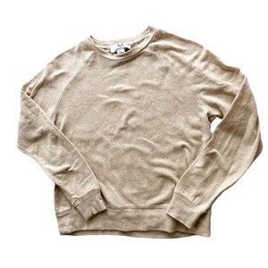 Magaschoni Women’s Beige Crew Cotton Blend Top Pullover Sweater Shirt Soft! Sm